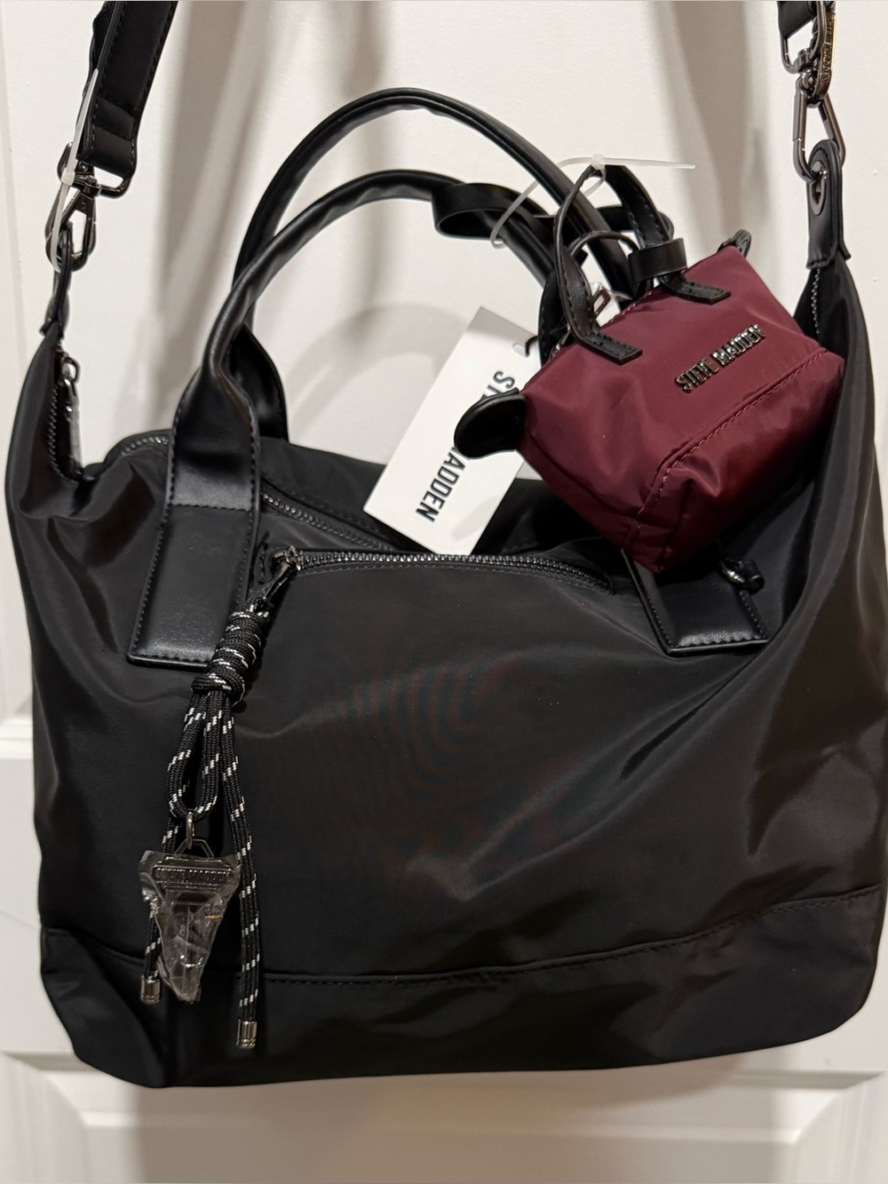 NEW Steve Madden Nylon BSpence Crossbody Handbag Black